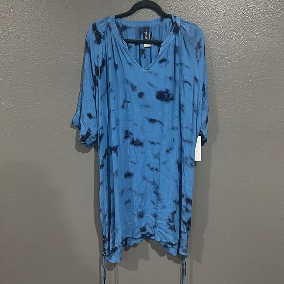 Swimsuits for All Plus Size Abigail Cover Up Tunic Blue Tie Dye 18/20 NWT - Picture 2 of 8